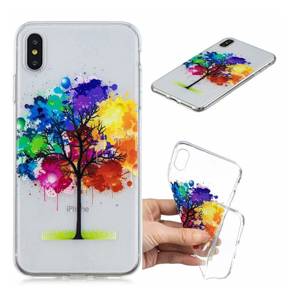 iPhone Xs Max ridsefast fleksibelt etui - Farverigt Træ Multicolor