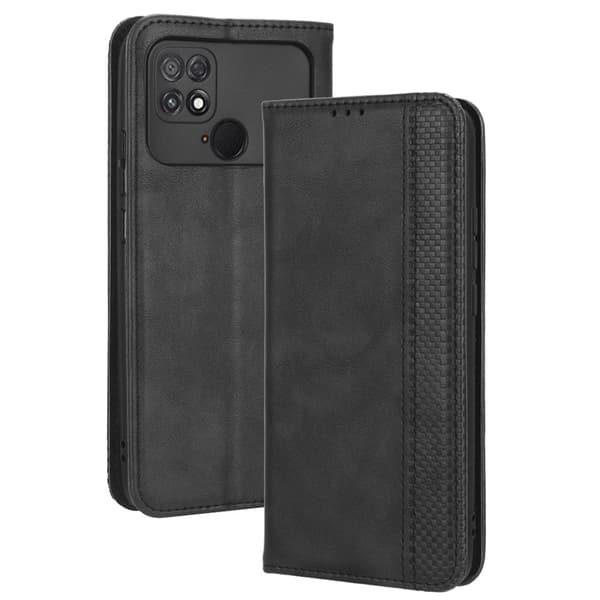 Vertical Flip Phone Etui med Zipper til Xiaomi Poco C40 - Svart Black