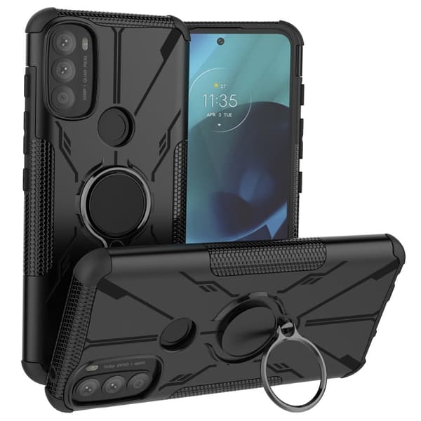 Kickstand-cover med magnetisk plade til Motorola Moto G71 5G - Sort Black