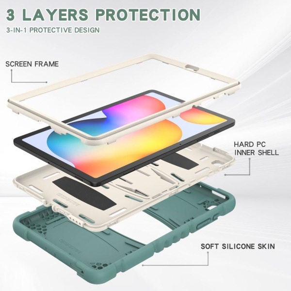 Samsung Galaxy Tab S6 Lite silikone cover med kickstand - Smaragdgrøn Green