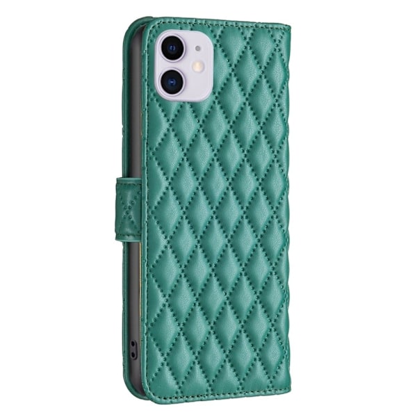 Rombemønster, matt flip-deksel for iPhone 11 - Grønn Green