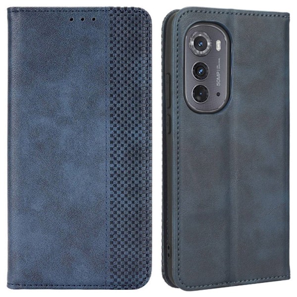 Bofink Vintage Motorola Moto Edge 2022 Læder Etui - Blå Blue