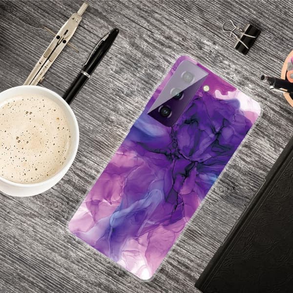 Marble Samsung Galaxy S21 Etui - Dreamy Lilla Klinkekule Purple