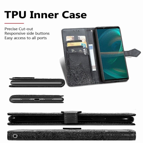 Mandala Sony Xperia 5 IV Flip Etui - Sort Black