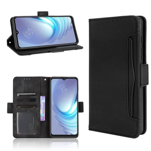 Modern-styled Læder Pung Etui til Motorola Moto G50 - Sort Black
