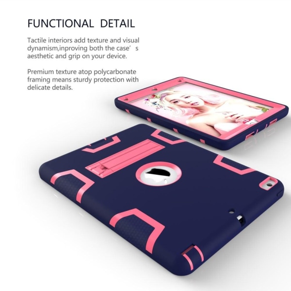iPad (2017) Silikone cover i et smart motiv - Mørkeblå og rosa Blue