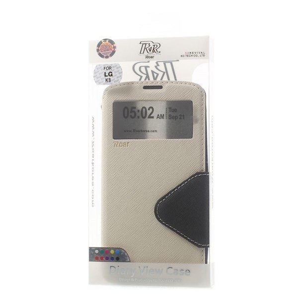 Roar Korea LG K8 Fönster Läderfodral - Vit Vit