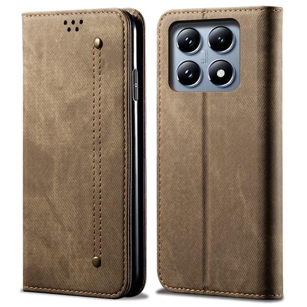 Jeans Xiaomi 14T flip etui - Khaki Brown