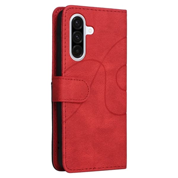 Teksturert læretui med stropp for Samsung Galaxy A36 - Rød Red