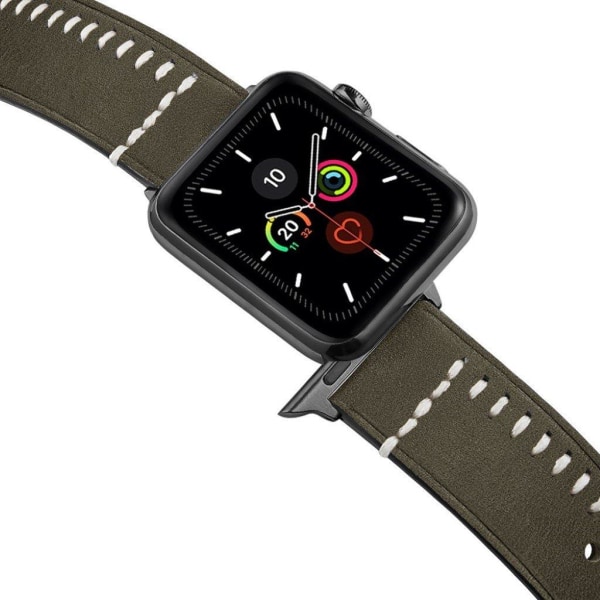 Apple Watch Series 5 / 4 40mm unique stitch leather watch band - Grön