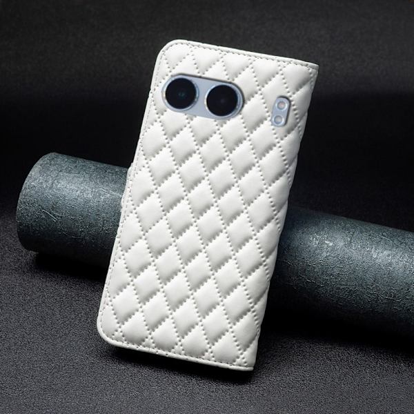 Rombemønster, matt flip-deksel for OnePlus Nord 4 - Hvit White