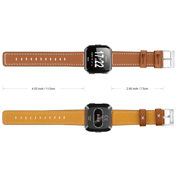 Fitbit Versa erstatnings urrem i unikt lædermateriale - Brun Brown