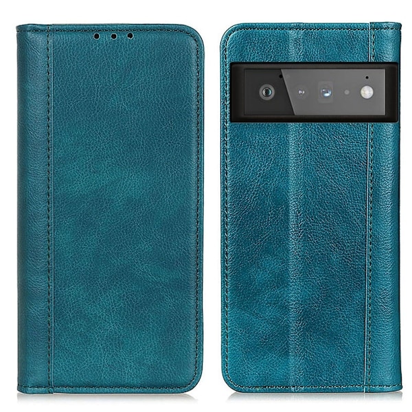 Äkta läder Google Pixel 6 Pro fodral med magnetisk stängning Grön
