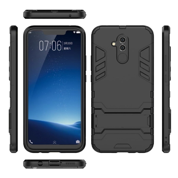 Huawei Mate 20 Lite beskyttelsesetui i kombimaterailer med stativ - Sort Black