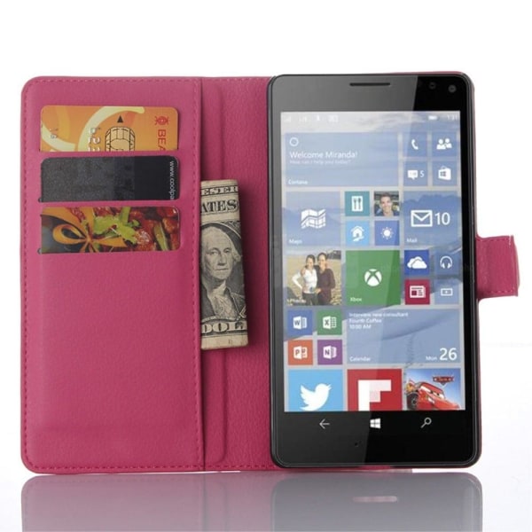 Jensen læder-etui med stander og kortholder til Microsoft Lumia Pink