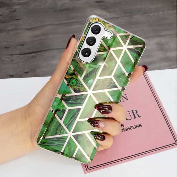 Deco Samsung Galaxy S23 Plus Etui - Electroplated Grøn Marmor Green
