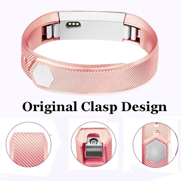 Fitbit Alta shiny silicone watch band - Rose Gold Size: L Rosa