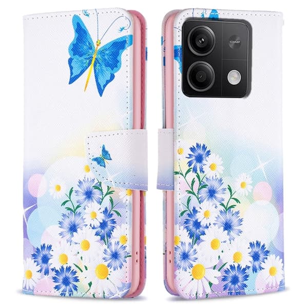 Wonderland Xiaomi Redmi Note 13 5G  flip-etui - Sommerfugl Og Blomster Pink