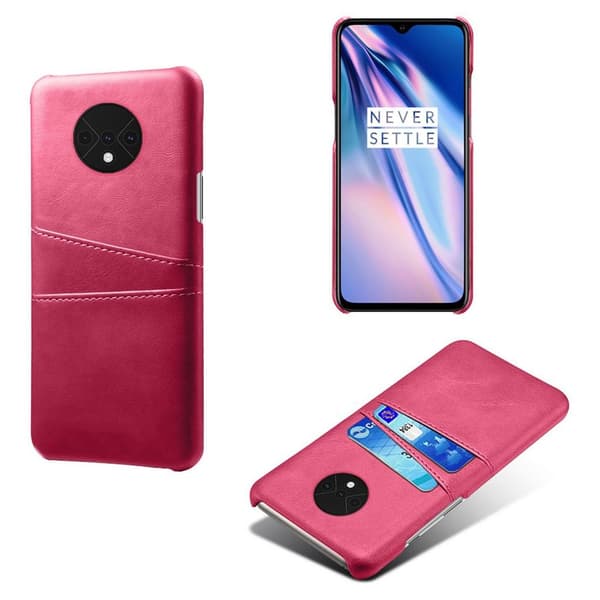 OnePlus 7T skal med korthållare - Rosa Rosa