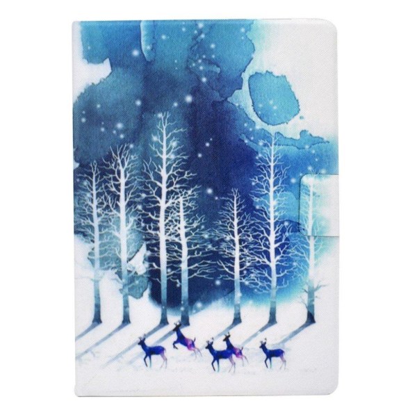 Lenovo Tab M10 pattern printing leather case - Forest and Elk Blue