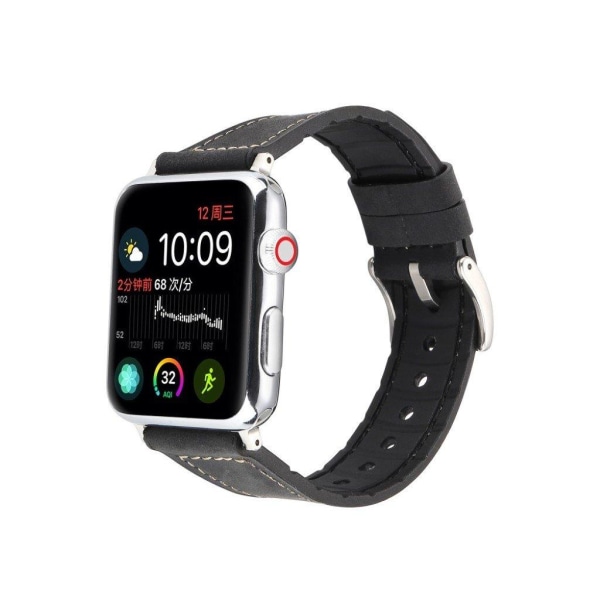 Apple Watch Series 4 40mm läderöverdraget klockarmband - Svart Svart