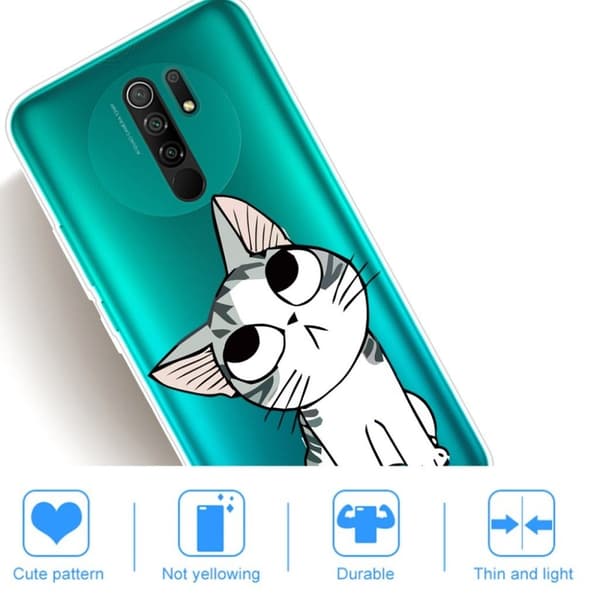 Deco Xiaomi Redmi 9 skal - Söt Katt Vit