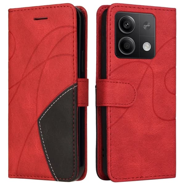 Teksturert læretui med stropp for Xiaomi Redmi Note 13 5G  - Rød Red