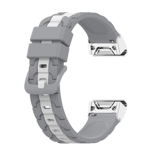 26mm silikoninen kellohihna Garmin-kelloon - Harmaa / Valkoinen Silver grey
