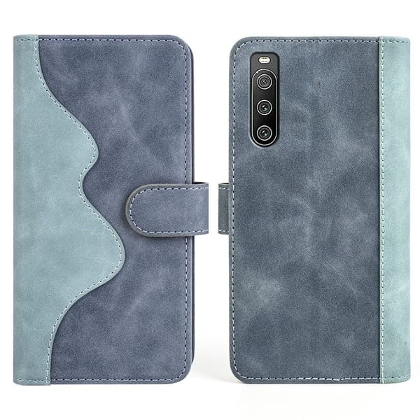 Tvåfärgat Sony Xperia 10 IV fodral i läder - Blå Blå