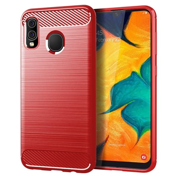 Carbon Flex Etui Samsung Galaxy M10s / A20 / A30 - Rød Red
