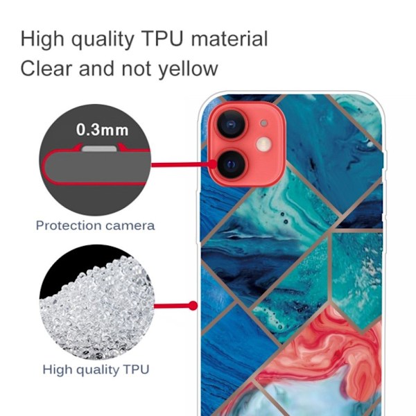 Marmormotiv iPhone 13 skal - Blå Och Orange Marmor multifärg