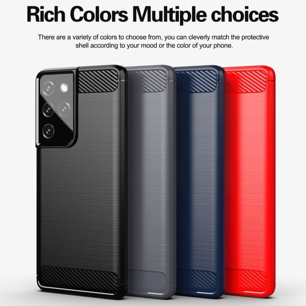 Carbon Flex Suojakotelo Samsung Galaxy S21 Ultra 5G - Punainen Red
