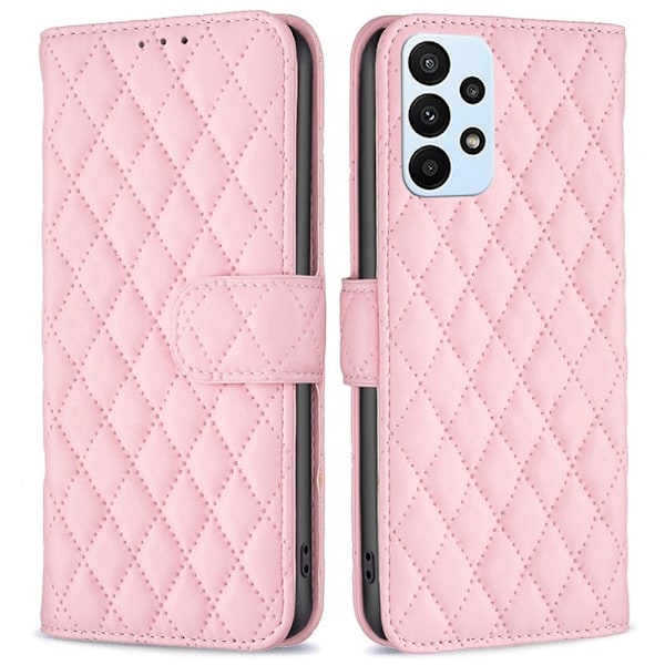 Rhombus mat Samsung Galaxy A23 flip etui - Lyserød Pink