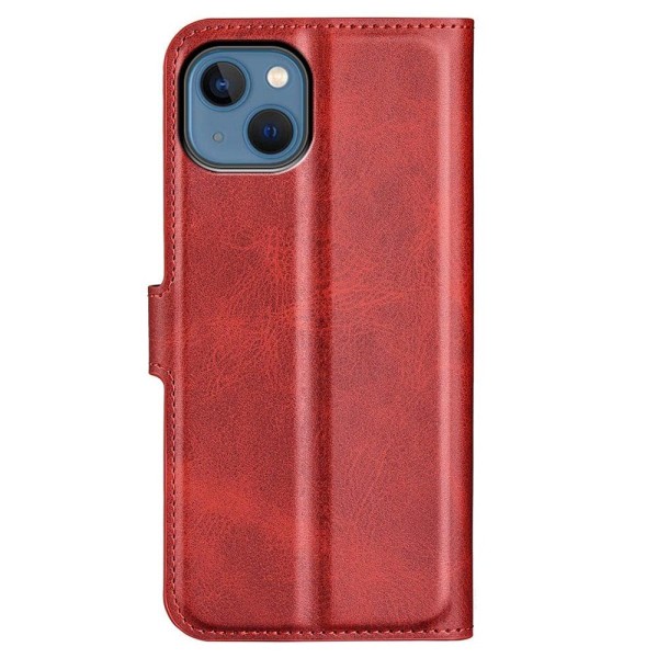 Hållbart konstläder iPhone 14 Plus fodral med plånbok - Röd Röd