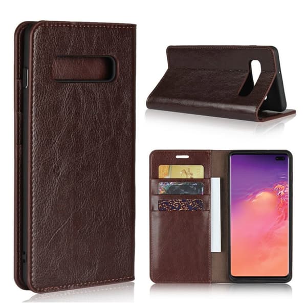 Crazy Horse Samsung Galaxy s10 Plus Ekte Skinnetui - Mokka Brown