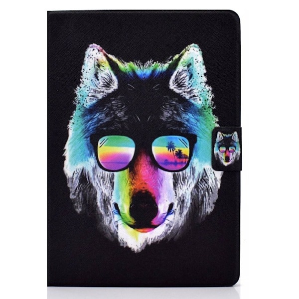 Amazon Fire 7 (2022) viileä kuvio nahkakotelo - Lasit Susi Multicolor