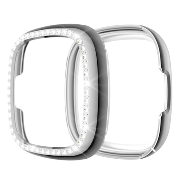 Fitbit Sense / Versa 3 elegant ram med strassdekor - Silver Silvergrå