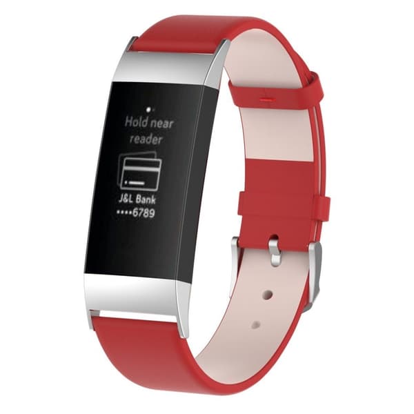 Fitbit Charge 3 aitoa nahkaa Kellon ranneke - Punainen Red