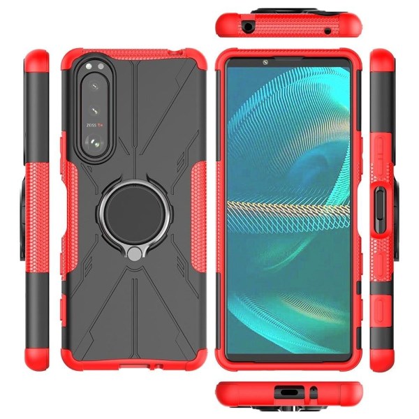 Kickstand cover with magnetic sheet for Sony Xperia 5 III - Red Red