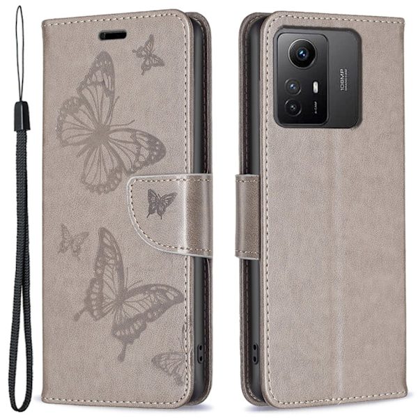 Butterfly Xiaomi Redmi Note 12s Flippetui - Grå Silver grey