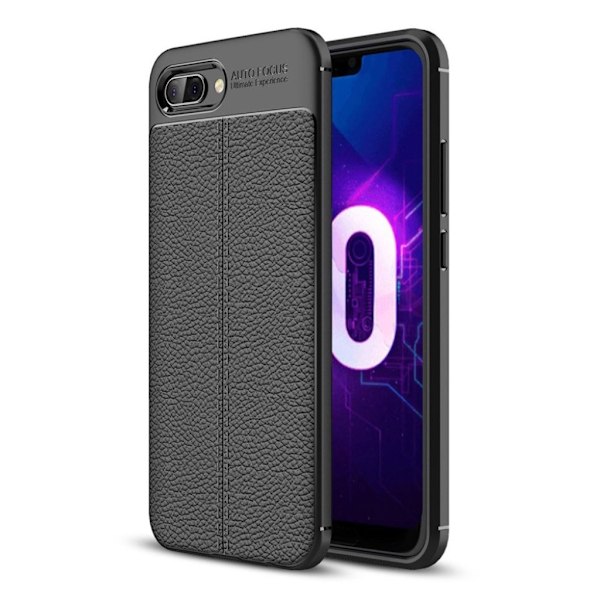 Huawei Honor 10 mobilskal TPU material mjuk flexibel skyddande litchi textur - Svart Svart