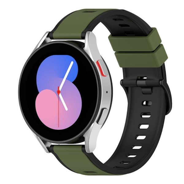 22 mm universellt dubbelfärgat klockarmband i silikon - Militärgrön / Svart Grön