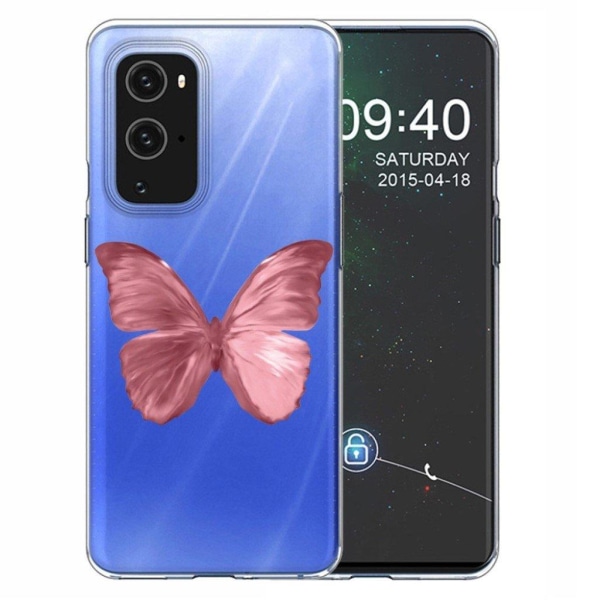 Butterfly läder OnePlus 9 Pro fodral - Röd Röd