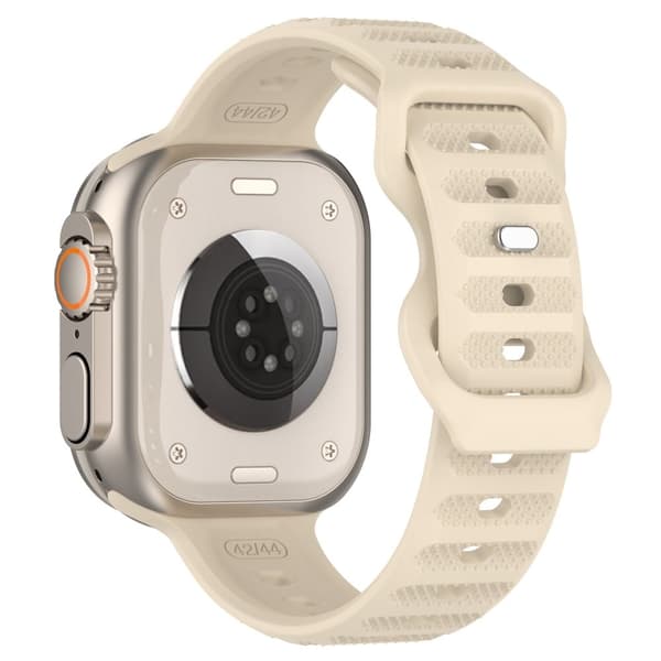 Silikonarmband med prickdesign för Apple Watch - Khaki Vit
