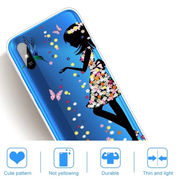 Deco Xiaomi Redmi 9A Etui - Jente med Blomst Multicolor