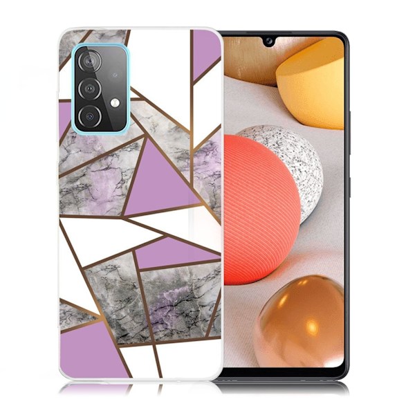 marmor Samsung Galaxy A52 5G etui - lilla / hvid / grå marmor Multicolor