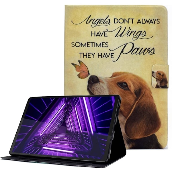 Lenovo Tab M10 Plus (Gen 3) viileä kuvio nahkakotelo - Perhonen Ja Koira Brown
