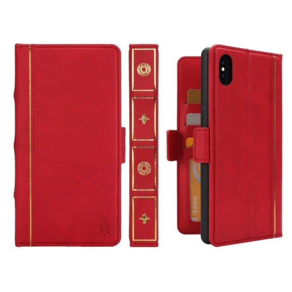 iPhone Xs Max book style removable leather flip case - Red Röd