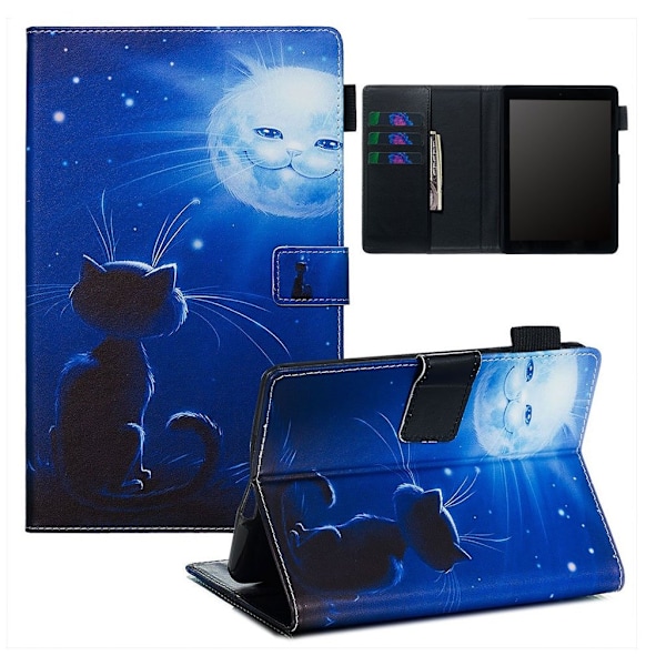 Amazon Kindle Paperwhite 4 (2018) / Kindle Paperwhite mønster læder flip etui - Lysende Katteansigt Blue