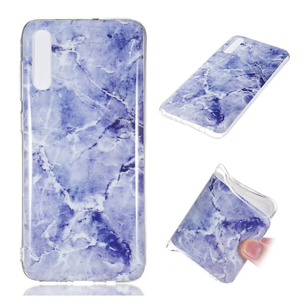 Samsung Galaxy A70 marmormønstret gel cover - stil F Blue